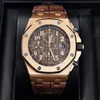 Sukiej Watch Fashion Na rękę nadgarstek AP Watch Royal Oak offshore Series Mens 42 mm Precision Steel Stael 18K Rose Gold Male Luksury Chronograph 26470OOO