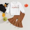 Kledingsets Peuter Baby Meisjes Outfits Brief Print Sweatshirts met lange mouwen Flare Broek 2-delige herfst-winterkledingset