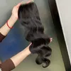 Preço barato peruano brasileiro malaio indiano natural preto 100% remy cabelo humano onda do corpo 5x5 fechamento de renda transparente extensão do cabelo