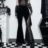 Y2k gotisk svart spetsnät blossade byxor sexiga harjuku estetik se genom långa byxor vintage kvinnor sommarbyxor streetwear 240223