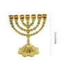 Ljusstakare Flower Base 7 Branch Menorah Metal Holder Temple Jewish Candlestick Decor