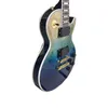 Guitare électrique classique bleu marine Sunburst Top matériel doré