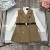 ニューキッズドレスセットチャイルドトラックスーツ女女服サイズ100-150長袖のニットセーターとベストスカート24feb20