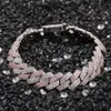 Branco rosa cúbico zircônia gelo dois tons Miami Chain Link Chain Bracelets pode abrir bloqueio homens Men Bling CZ Rapper Jewelry290i