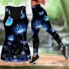 Kläder 2023 Spring Printing High midja andningsbara kvinnors aktivkläder Set Yoga kostym Yoga Set 2 -stycken Leggings Tank Top Yoga Fitness Gym