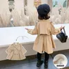 Mantel 3-11 Jahre Frühling Herbst Baby Mädchen Koreanischen Stil Kawaii Graben Kleinkind Mid-lange Jacke Lange Ärmel kinder Kleidung Oberbekleidung
