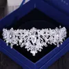 Barock Luxus Strass Perlen Herz Braut Tiara Krone Silber Kristall Diadem Schleier Tiaras Hochzeit Haarschmuck Kopfschmuck C192709