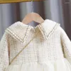 Robes de fille enfants filles hiver plus velours épaissir robe pour vêtements pour enfants laine chaude a-ligne maille tutu bébé princesse 2024