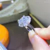 Pierścienie klastra 5CT MOISSANITE DIMENT PIERŚCIEŃ PRZEGLĄDAJ TEST BRYSKIE CUT D Kolor 925 Srebrna Kobiety Luksusowa biżuteria Myli delikatny prezent