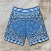 Men's Shorts Wysokiej jakości Vintage Paisley Print Men Cashmere Knitted Shortsembroided Drespant Club Club Blue