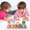 Cinque serie di pilastri intelligenti in legno per bambini, intelligenza geometrica, abbinamento cognitivo della forma, blocchi da costruzione, giocattoli puzzle per l'educazione precoce per bambini