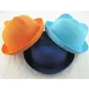 Sombreros de ala niños gato oreja paja cubo verano niños lindo animal elegante bebé protección al aire libre sombreros niños y niñas 240229