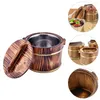 Dinnerware Sets Stainless Steel Mixing Bowls Cask Rice Creative Storage Bucket Wooden Rustic Sushi Tray Durable Vegetable Tofu Multipurpose