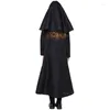 Sıradan Elbiseler Rahibe Siyah Gevşek Longuette Kız Etek Cadılar Bayramı Şükran Günü Festivali Okulu Rahip Rol Cosplay Katı Kapşonlu Elbise 2024