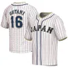 Maglia da baseball Bg Giappone 16 Ohtani Maglie Cucito Ricamo Sport All'aperto Striscia bianca di alta qualità Mondo 240228