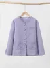 Purple coreano Solido corto corto cappotto di alta qualità Oneck Slim Lady Sweet Clothes Autunno Autunno Pulsante Giallo French Top 240226