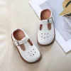 Outdoor New Children Leather Shoes Girls Hollow Outs T Strap Shoes Kids Student School Shoes Baby Toddlers Soft Breathable Summer Autumn