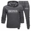 BOS Fashion Designer Fatos de treino masculino terno esportivo com capuz multicolor impressão calças jaqueta cor contraste casual moletom tecnologia lã terno jogging