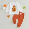 Ensembles de vêtements CitgeeAutumn Halloween Enfant Bébé Garçons Filles Tenues À Manches Longues Citrouille Imprimé Sweat Pantalon Ensemble Vêtements D'automne