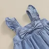 Mädchen Kleider Pudcoco Kinder Baby Mädchen Denim Kleid Einfarbig Bogen Ärmellose A-Linie Prinzessin Für Strand Party Nette Kleidung 6M-4T