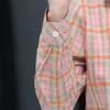 レディースブラウス2024春夏シャツオフィスレディファッショナブルな格子縞のプリント長袖ルーズトップファッションT172