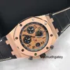 Montre-bracelet Montre Tourbillon Montre-bracelet AP Royal Oak Offshore Series Acier de précision Or rose 18 carats Machines automatiques 42 mm Affichage de la date Fonction de synchronisation