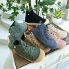 Utomhus nya vårbarn Hightop Canvas Shoes Girls Retro Washed Color Board Sneakers Boys Casual Shoes Baby mjuka dukskor