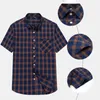 Plus Size S8XL MENS SHIRTS KORT SLEEVE Fashion Cotton Soft Bekväm tunn röd rutig Young Casual Social Shirt Clothing 240227