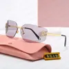 Luxe Designer Zonnebrillen voor Vrouwen Zomerzonnebril Frameloze Gebogen Lenzen Zonglas Strandbril Adumbral Buiten Rijden Brillen