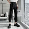 Pantaloni 2022 Pantaloni da uomo d'affari eleganti stile coreano Slim Fit pantaloni da ufficio sociali pantaloni casual streetwear nero bianco kaki 2836