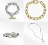 DY Twisted Bedelarmband Klassiek Luxe Romantisch Designer Armband Dames Mode-sieraden Goud 925 zilveren Kruis Diamanten Ketting Feest Huwelijkscadeau
