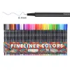 Markörer 0,4 mm 36Colors Fineliner Marker Pennor Ritning Sketch Art Liner Felt Tip Pen Water Based Oused Ink School Stationery