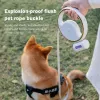 Leashes New Ring Automatic Retractable Dog Leash Cat Leash LED Lighting Nylon 3M Reflective Travel Safely At Night Walking Dog Lead Rope