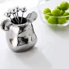 Sets 6Pcs Bear Fruit Fork Set Cute Fruit Fork Storage Jar Cake Dessert Sandwich Salad Fork Dining Table Decoration