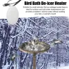 Bad Birdbath Heater för vinter Termostatisk kontrollerad aluminiumfågelvattenvärmare Kycklingvattenvärmare 15W Säker nedsänkbar fågel