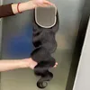 Preço barato peruano brasileiro malaio indiano natural preto 100% remy cabelo humano onda do corpo 5x5 fechamento de renda transparente extensão do cabelo