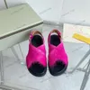 الشعر الطويل للسيدات Fussbett Sabot Sandals Horsehair Slippers Crossover Cross Strap Slingbacks Candy Color Furry Hore Hair Hair Fur Slides Designer Shoes Protects