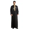 Abbigliamento etnico Ricamo Uomini musulmani Dubai Arabia Kaftan Robes Colletto lungo alla coreana Eid Ramadan Jubba Thobe Abito arabo Islam Medio Oriente