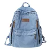 Sırt çantası çantaları denim düz kapasiteli çok fonksiyonlu korunabilir spor seyahat çantası koyu açık mavi