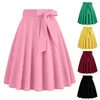 Skirts Women's High Waist A-Line Skirt Belted Bow Big Swing Skater Summer Dating Party Midi Retro Office Lady Workwear