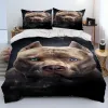 Set Cartoon Pitbull Dog Comporter Bedding Set, täcke omslagsbäddsuppsättning Kunnsskyddskudde, kung queen size sängkläder för vuxen barn