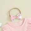 Kız Elbiseler Bebek Paskalya Elbise Kısa Kollu Tavşan Baskı Born Bebek Yaz Giysileri Baş Bandı Sevimli Nedensel Kıyafet 2 PCS