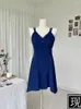 カジュアルドレス夏のフランスのファッションソリッドドレス女性のためのプロムドレス