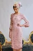 Elegante Hülle Spitzenmutter der Brautkleider mit 3D Blumenapplikationen 2024 Frühlings Sommer Tee Länge rosa Hochzeit Gastkleid für Frauen formelle Anlässe Kleid