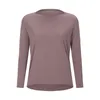 Lycra fabric Long Sleeve Shirt Women Yoga Sports Tops Fitness Shirts Bum-Covering Length Sweatshirts Super Soft Relaxed Fit Autumn and Winter Top