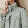 Женские траншеи Coats Artka 2023 Зимние женщины Паркэс Элегантный воротник Алмаз Плет Плед с длинными рукавами тепло