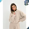 Women's Two Piece Pants Loose Fitting Long Sleeved Hooded Half Zippered Women's Sweater Set Autumn Fashion Two-piece Sports Pants Set Comfort 230831