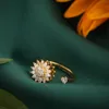 Anneaux de mariage Design rotatif tournesol Spinner anneau Anti-Stress anxiété pour les femmes cristal vous êtes mes cadeaux de fleur de soleil 230831