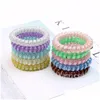 Party Favor Colorf Elastic Girls Women Rubber Hair Ties Telephone Wire -Ring Spiral Shape Hairbands Ponytail Headband T9I002264 Drop Dhg5C