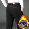 Pantaloni da uomo in velluto a coste invernale da uomo in pile caldo spesso casual business classico versione aderente pantaloni marroni neri per abbigliamento da uomo